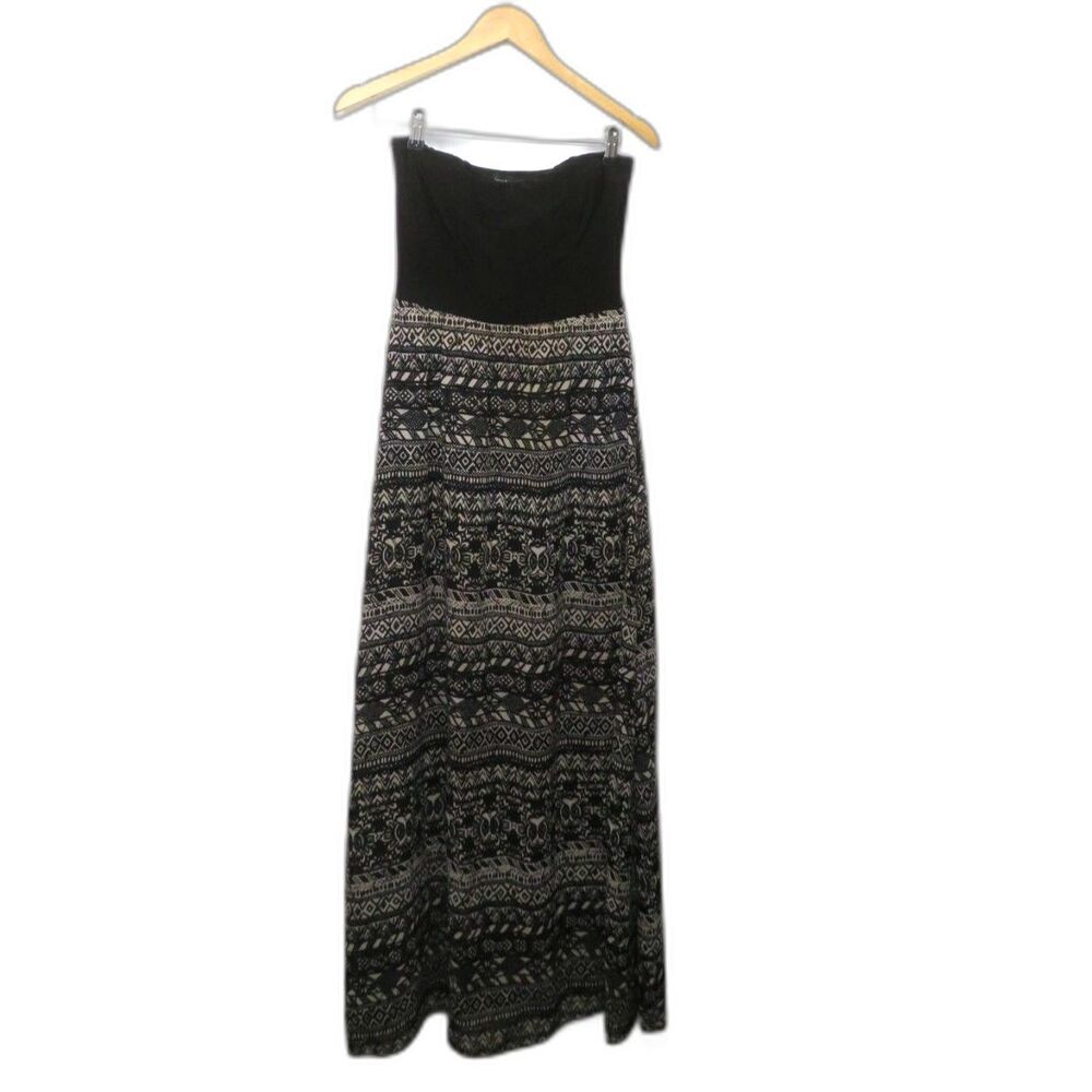 Y2K Wet Seal Strapless Flowy Feminine Maxi Dress Whimsy Goth Black Sz. M